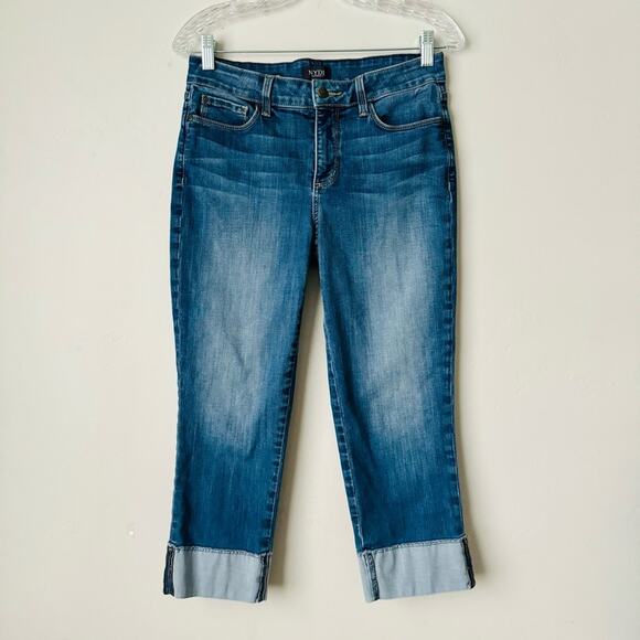 NYDJ dayla wide cuff capri Cuffed Denim Jeans lift tuck womans 4 - Picture 1 of 10